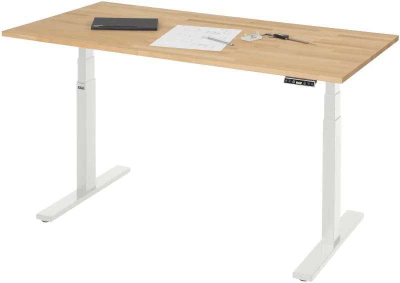 Schreibtisch höhenverstellbar weißer Unterbau | B1500xT800xH650-1300mm | Serie ADLATUS