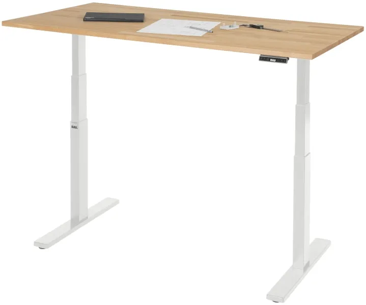 Schreibtisch höhenverstellbar weißer Unterbau | B1500xT800xH650-1300mm | Serie ADLATUS