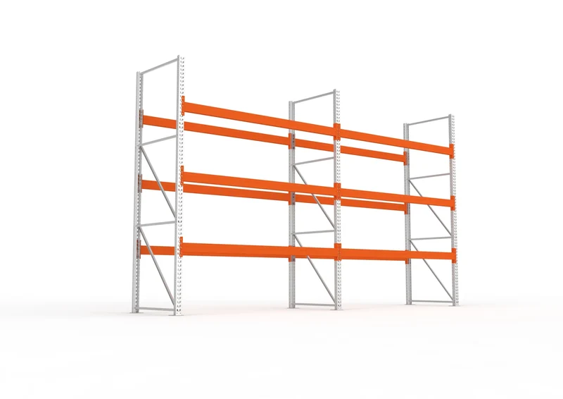 Palettenregal-SET Multipal 3300 x 5655 x 1100 bis 3000 Kg Fachlast mit 4 Lagerebenen ( 2 Felder )
