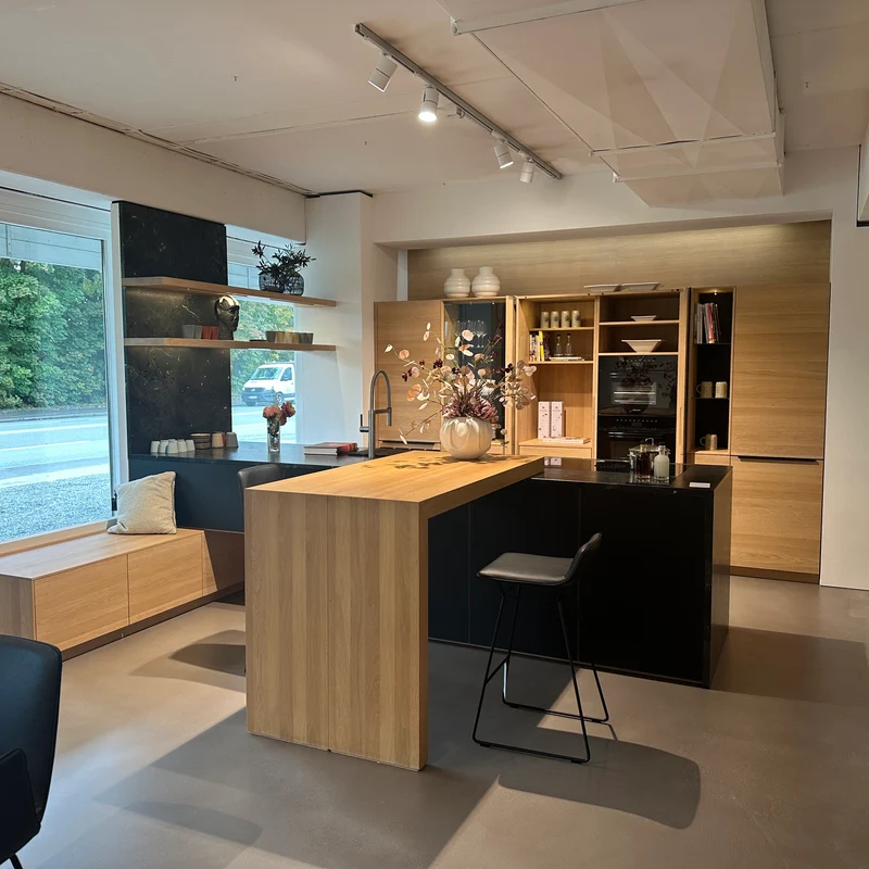 Küche Eiche Weiß Geölt Und Glas Schwarz Matt