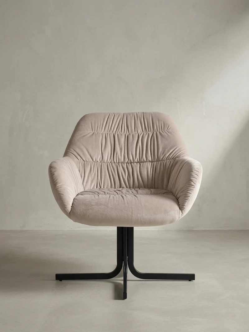 Loungesessel Samt mit Armlehnen und Metallgestell, gepolsterter Schalensitz, 64x68x74 cm