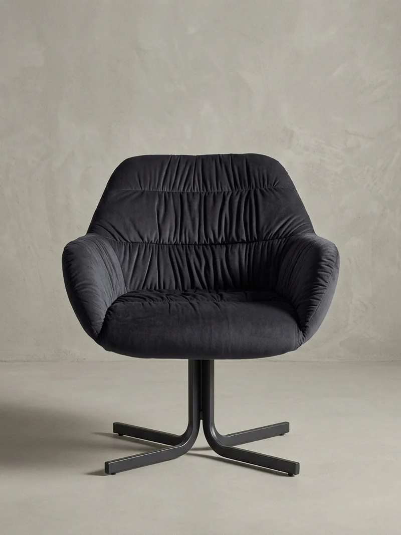 Loungesessel Samt mit Armlehnen und Metallgestell, gepolsterter Schalensitz, 64x68x74 cm