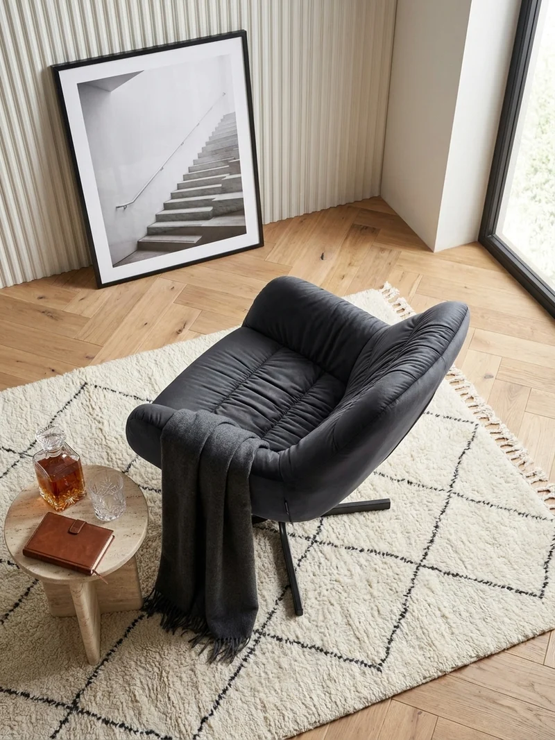 Loungesessel Samt mit Armlehnen und Metallgestell, gepolsterter Schalensitz, 64x68x74 cm