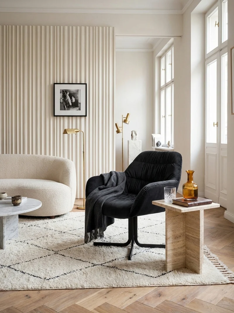 Loungesessel Samt mit Armlehnen und Metallgestell, gepolsterter Schalensitz, 64x68x74 cm