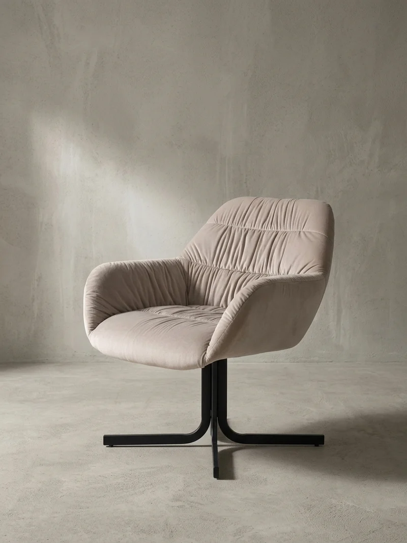 Loungesessel Samt mit Armlehnen und Metallgestell, gepolsterter Schalensitz, 64x68x74 cm
