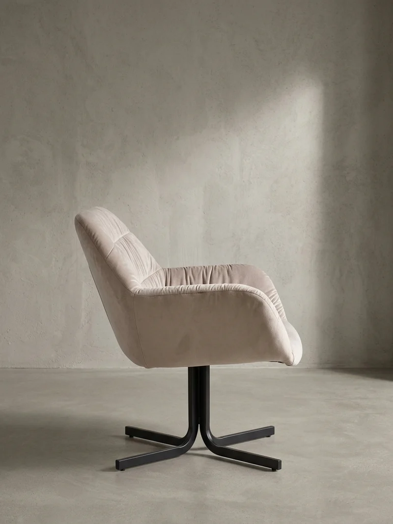 Loungesessel Samt mit Armlehnen und Metallgestell, gepolsterter Schalensitz, 64x68x74 cm