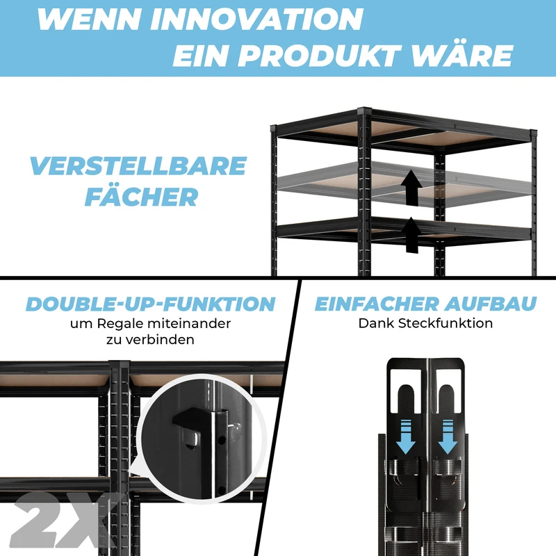 ALLSHELF Schwerlastregal 180x90x60cm