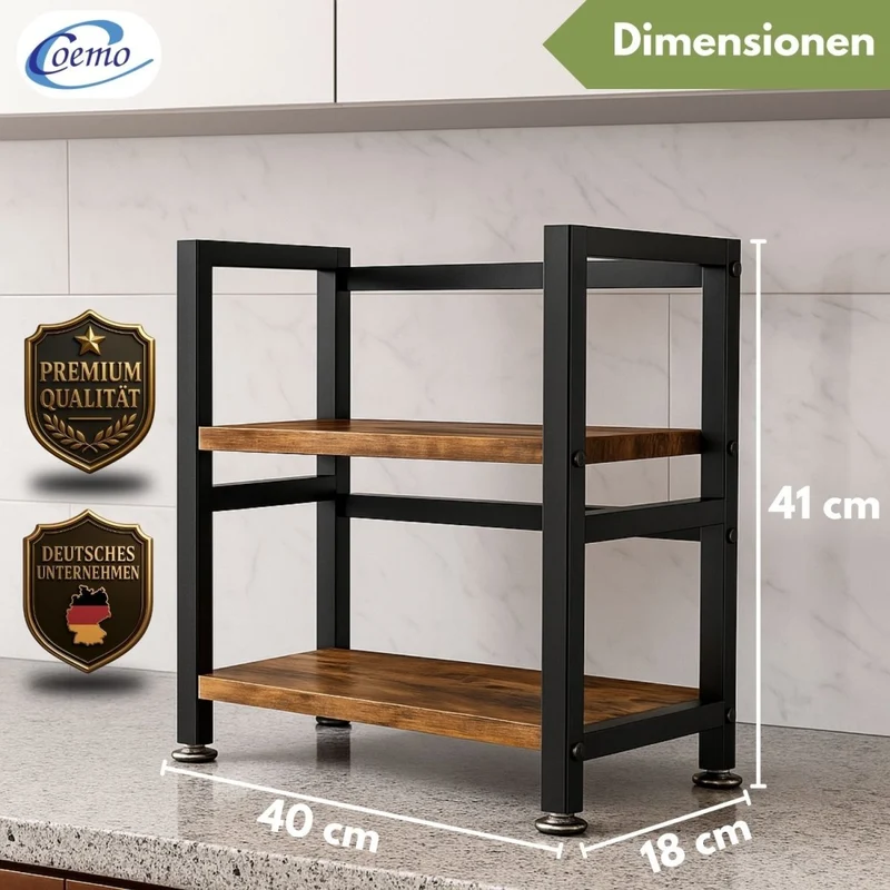 Mein-Regal kompaktes Küchenregal Vintage aus Holz mit Metallrahmen