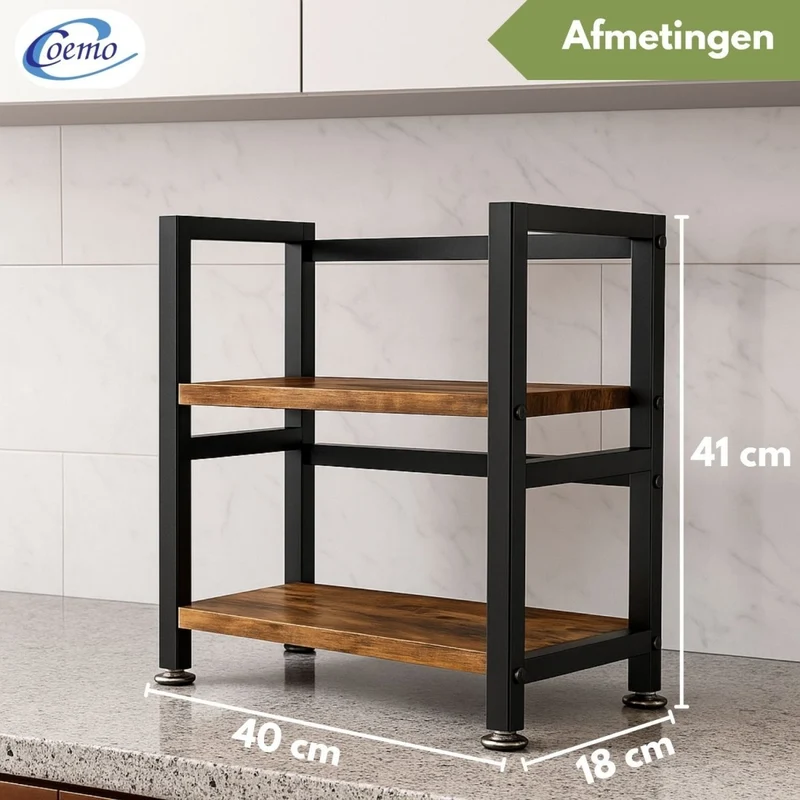 Mein-Regal kompaktes Küchenregal Vintage aus Holz mit Metallrahmen