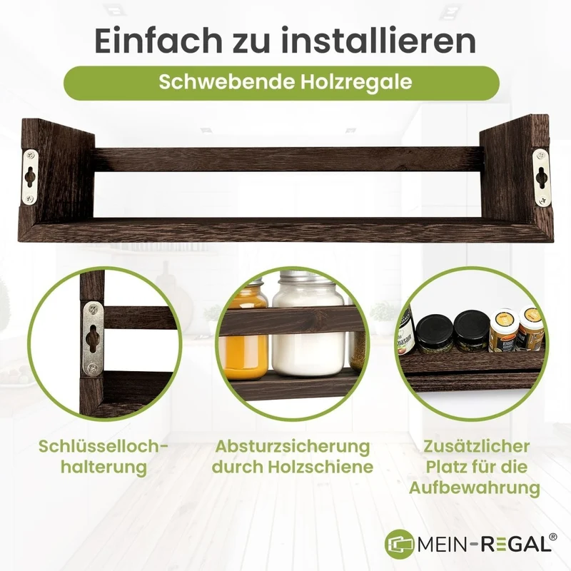 Mein-Regal Wandregal Alma Rustikal Set 2 Stk. aus Holz