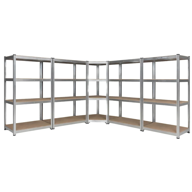 InhandKraft® 5tlg. Eckregal-Set mit MDF–Einlagen - Höhe 160 cm - 2000 kg