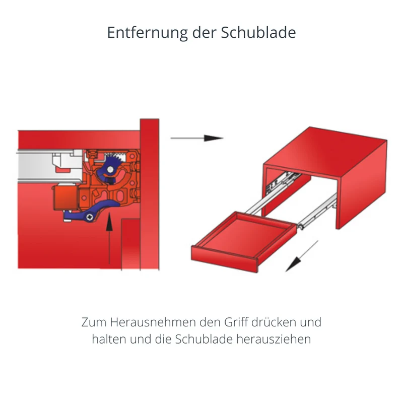 Soft-Close Unterflurführungen Schubladenschienen, Vollauszug 250mm - 600mm