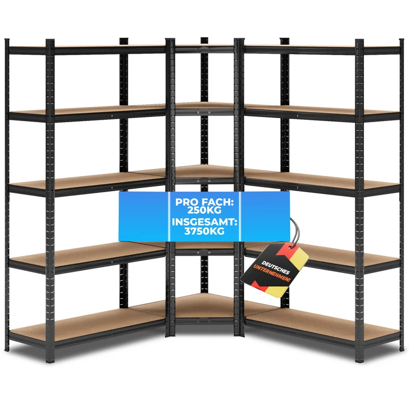ALLSHELF Eckregal 2x 180x90x40cm + 1x 180x70x40cm
