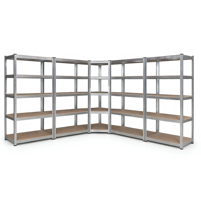 InhandKraft® 5tlg. Eckregal-Set mit MDF–Einlagen - Höhe 180 cm - 2500 kg