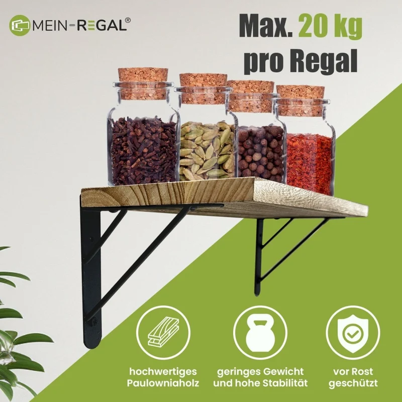 Mein-Regal Wandregal Sam Set 3 Stk. aus Holz, 3 verschiedene Größen