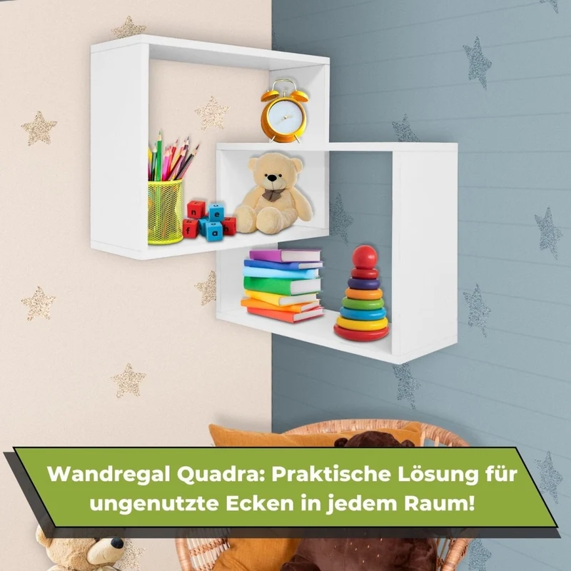 Mein-Regal Wandregal Quadra Eckregal aus Holz MDF, Wandeckregal