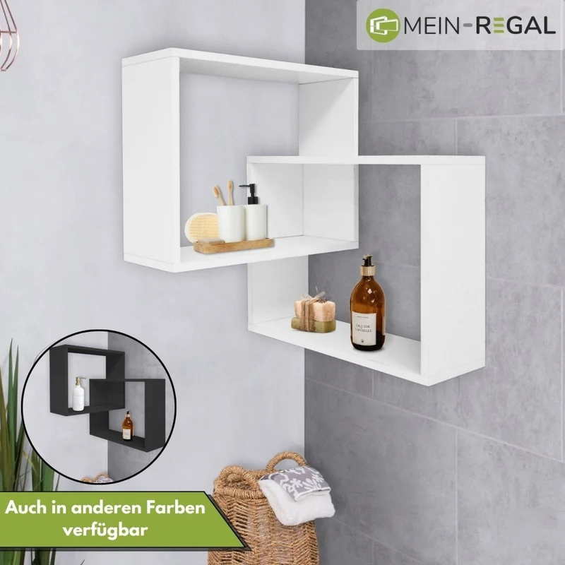 Mein-Regal Wandregal Quadra Eckregal aus Holz MDF, Wandeckregal