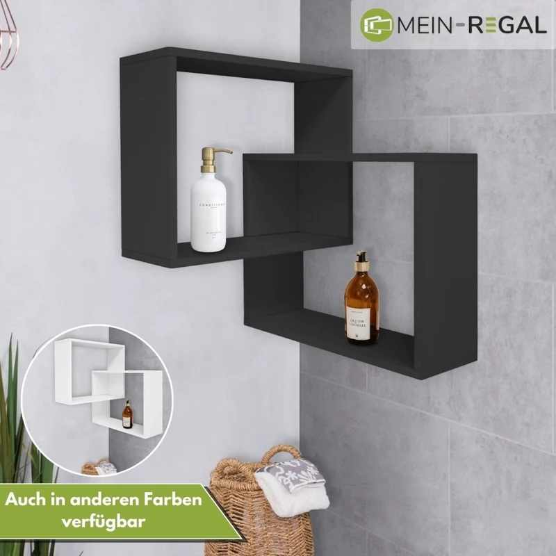 Mein-Regal Wandregal Quadra Eckregal aus Holz MDF, Wandeckregal