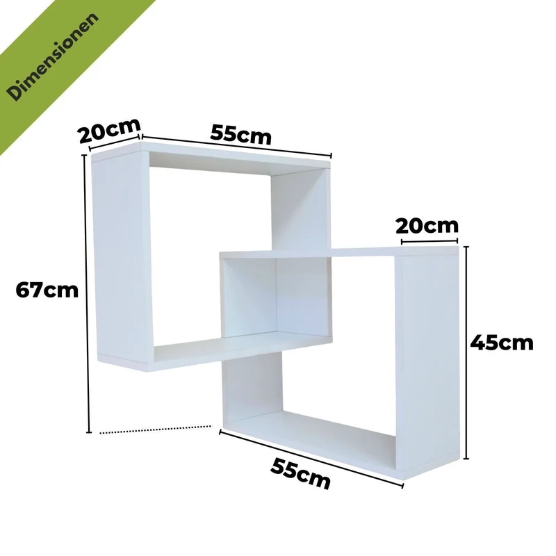 Mein-Regal Wandregal Quadra Eckregal aus Holz MDF, Wandeckregal
