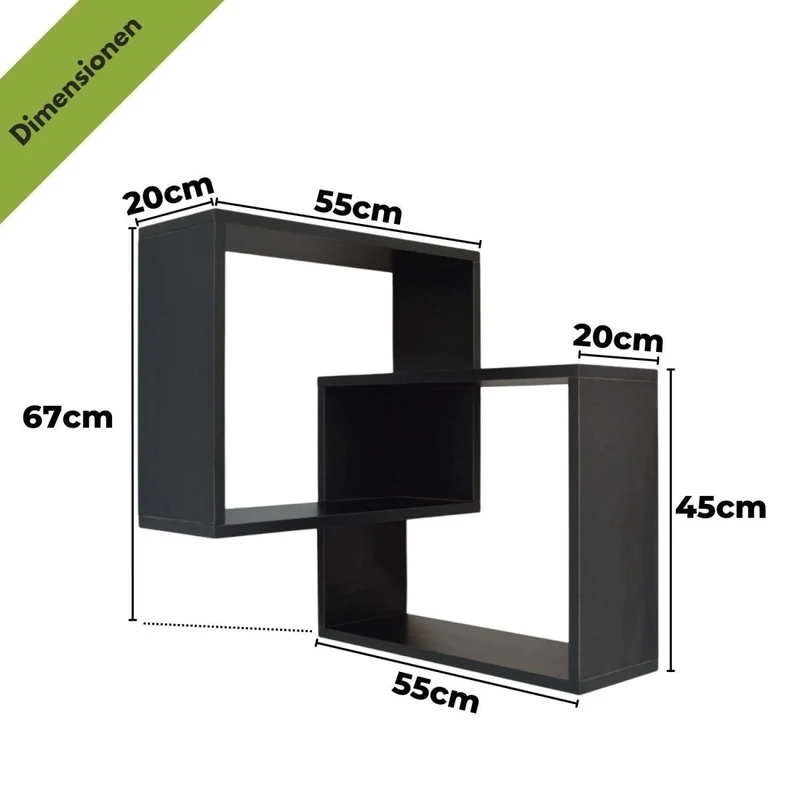 Mein-Regal Wandregal Quadra Eckregal aus Holz MDF, Wandeckregal