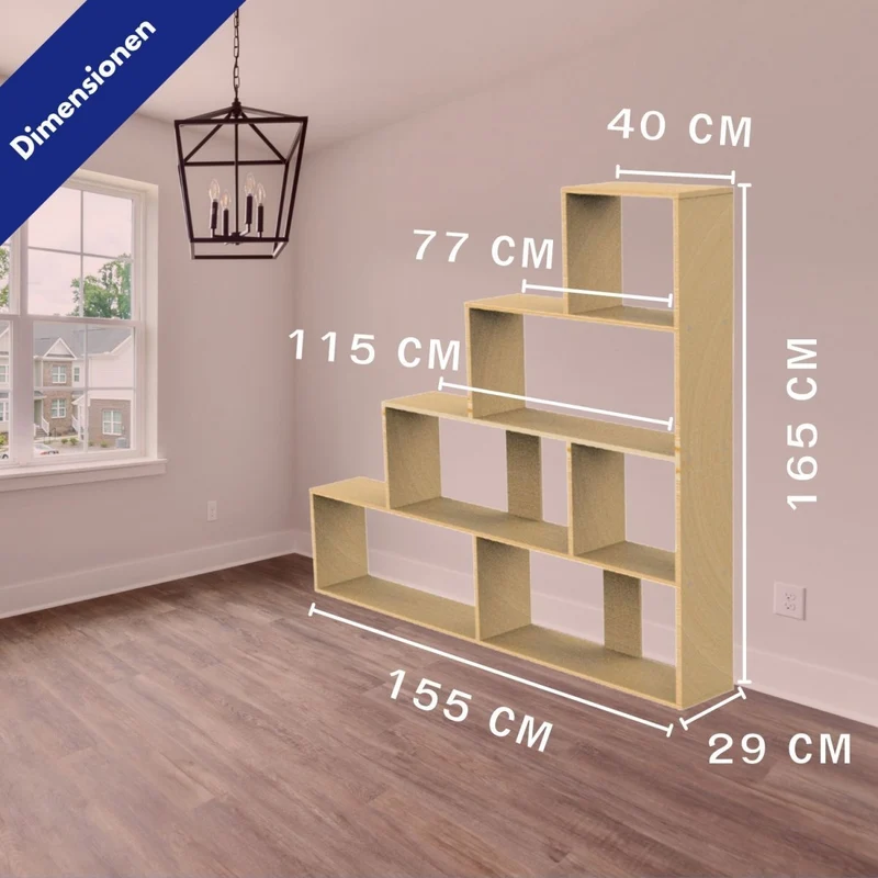 Coemo Treppenregal Scala aus Holz 4 Etagen Stufenregal 6 Fächer