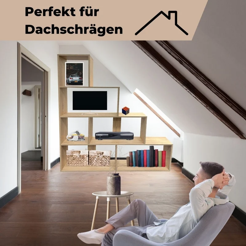 Coemo Treppenregal Scala aus Holz 4 Etagen Stufenregal 6 Fächer