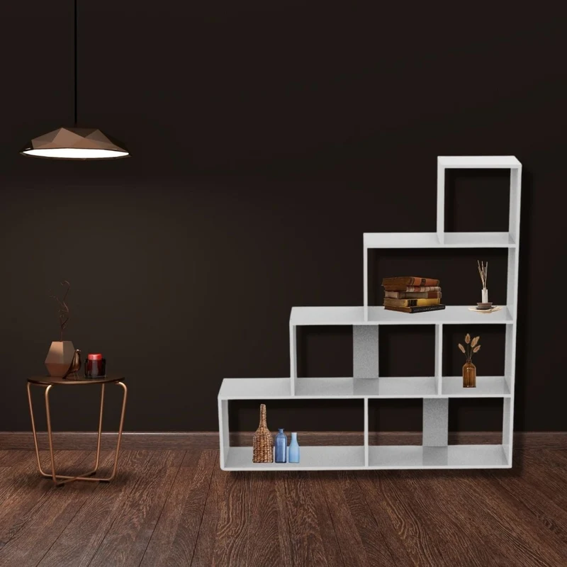 Coemo Treppenregal Scala aus Holz 4 Etagen Stufenregal 6 Fächer