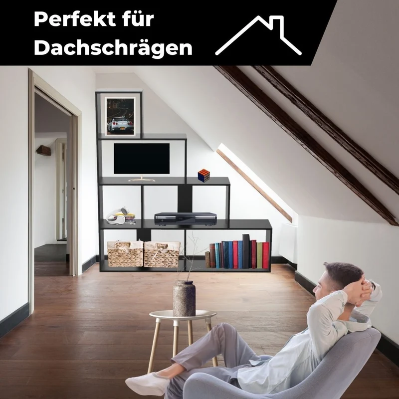 Coemo Treppenregal Scala aus Holz 4 Etagen Stufenregal 6 Fächer