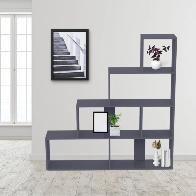 Coemo Treppenregal Scala aus Holz 4 Etagen Stufenregal 6 Fächer