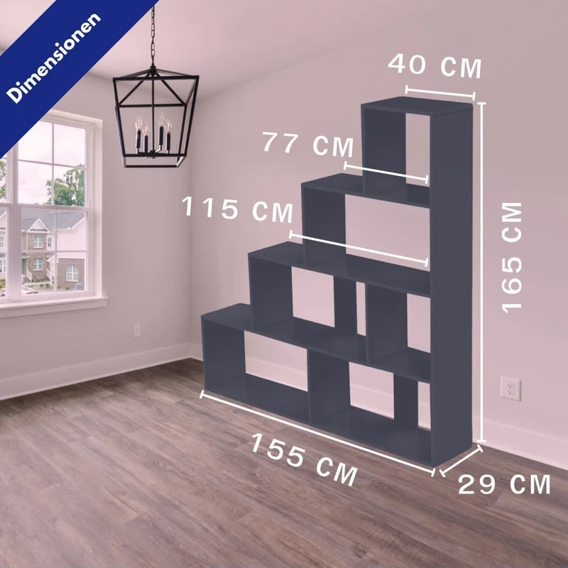 Coemo Treppenregal Scala aus Holz 4 Etagen Stufenregal 6 Fächer