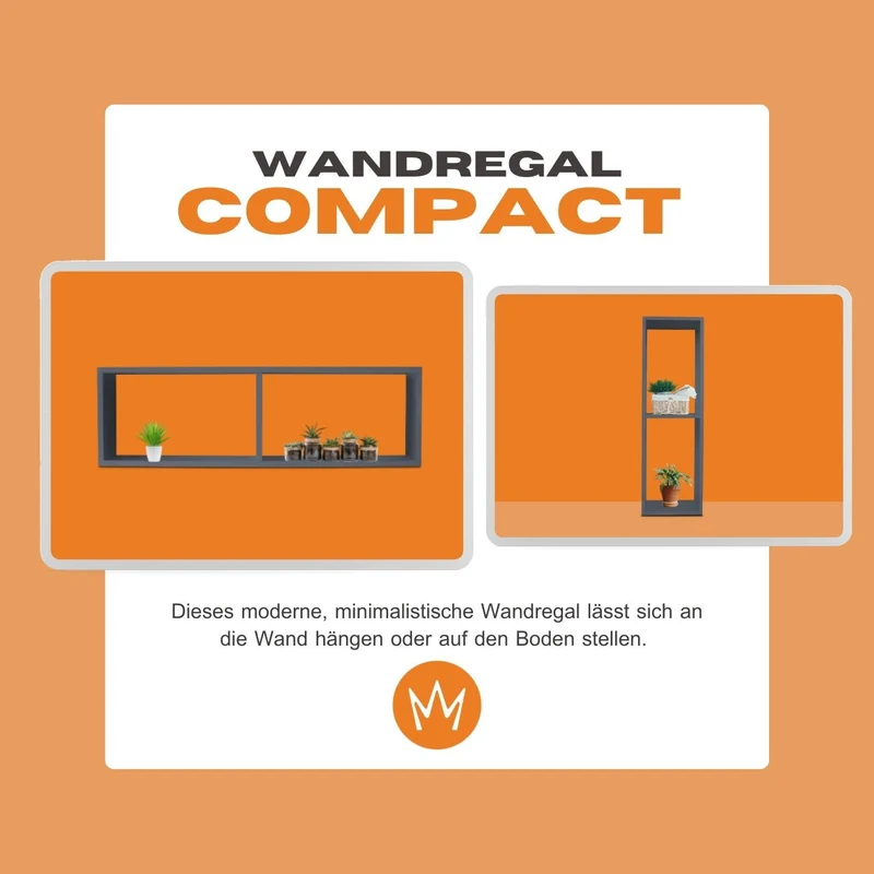 Wandregal COMPACT Schweberegal aus Holz mit 2 Fächern