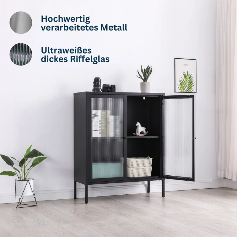 Coemo Highboard Tokio aus Metall mit Glastüren