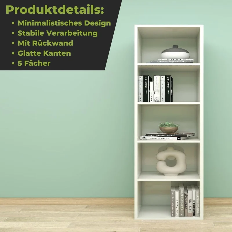Coemo Standregal Alpha 135 aus Holz 5 Etagen