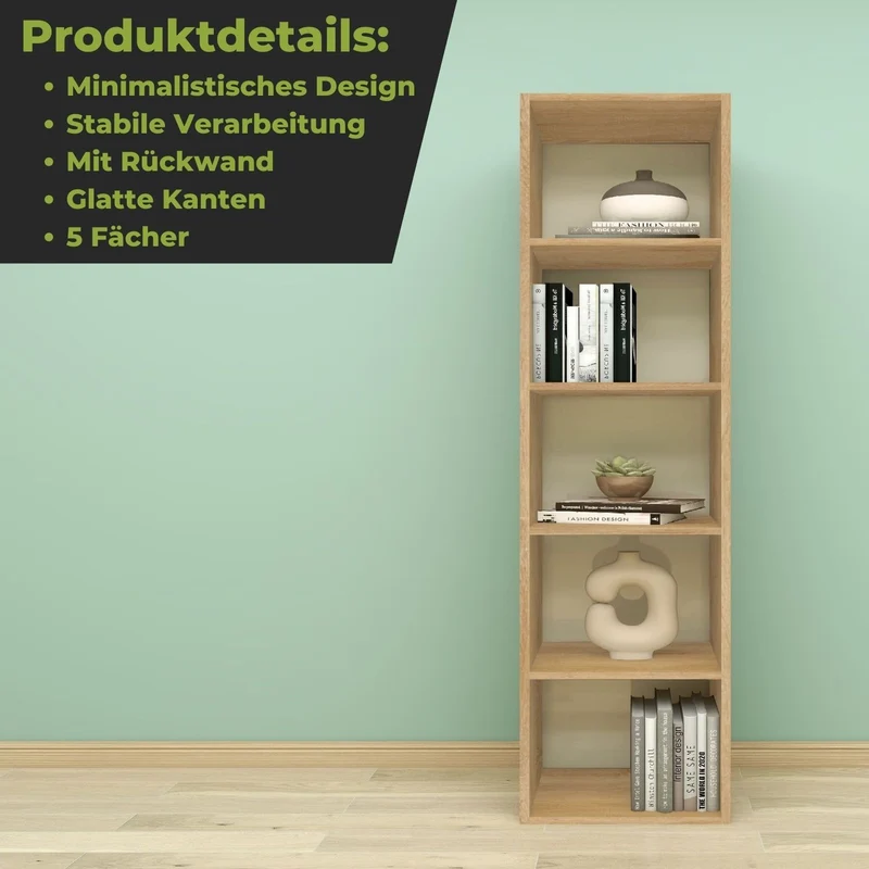 Coemo Standregal Alpha 135 aus Holz 5 Etagen