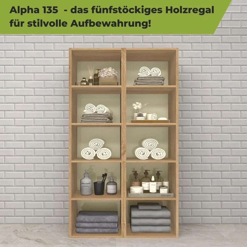 Coemo Standregal Alpha 135 aus Holz 5 Etagen