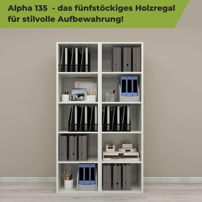 Coemo Standregal Alpha 135 aus Holz 5 Etagen