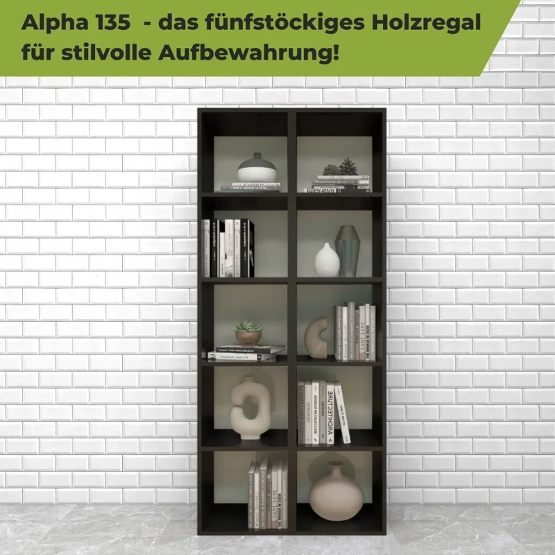 Coemo Standregal Alpha 135 aus Holz 5 Etagen