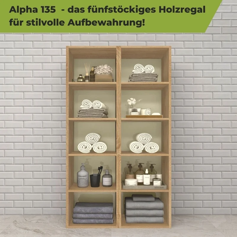 Coemo Standregal Alpha 135 aus Holz 5 Etagen