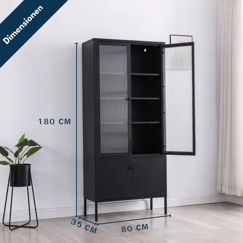 Coemo Vitrine Tokio aus Metall mit Glastüren