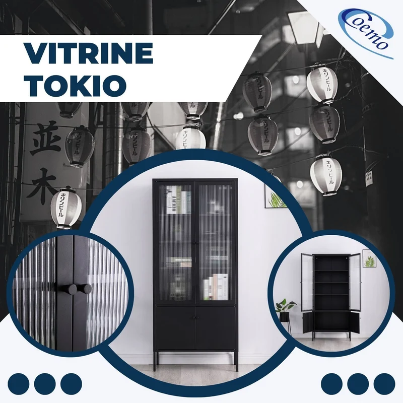 Coemo Vitrine Tokio aus Metall mit Glastüren