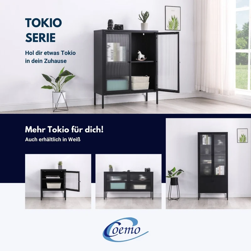 Coemo Vitrine Tokio aus Metall mit Glastüren