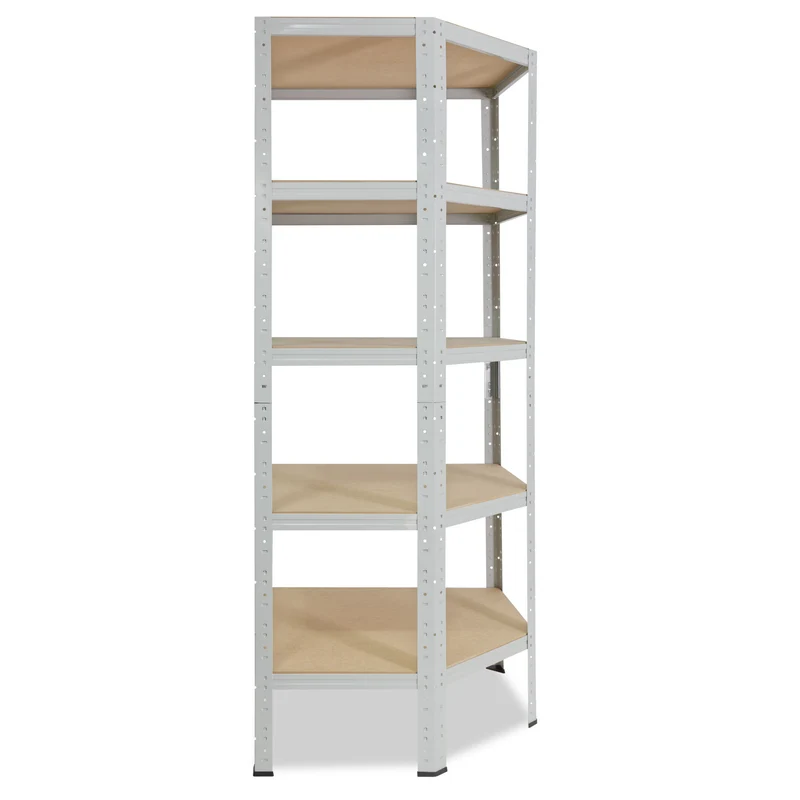 shelfplaza OFFICE Eckregal 180x80x50 cm lichtgrau mit 5 Böden