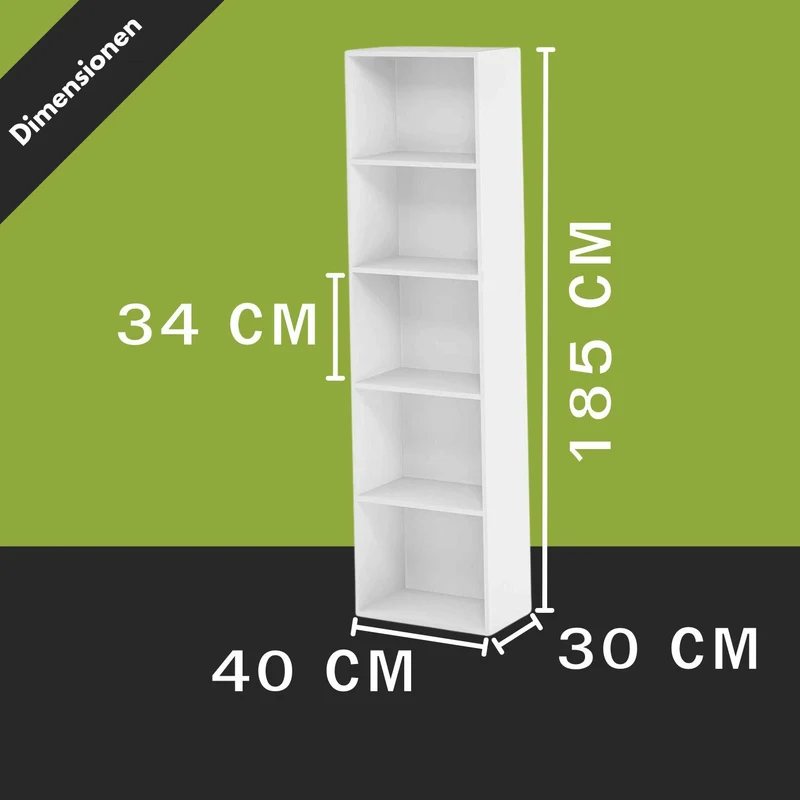 Coemo Standregal Alpha 185 Bücherregal 5 Etagen