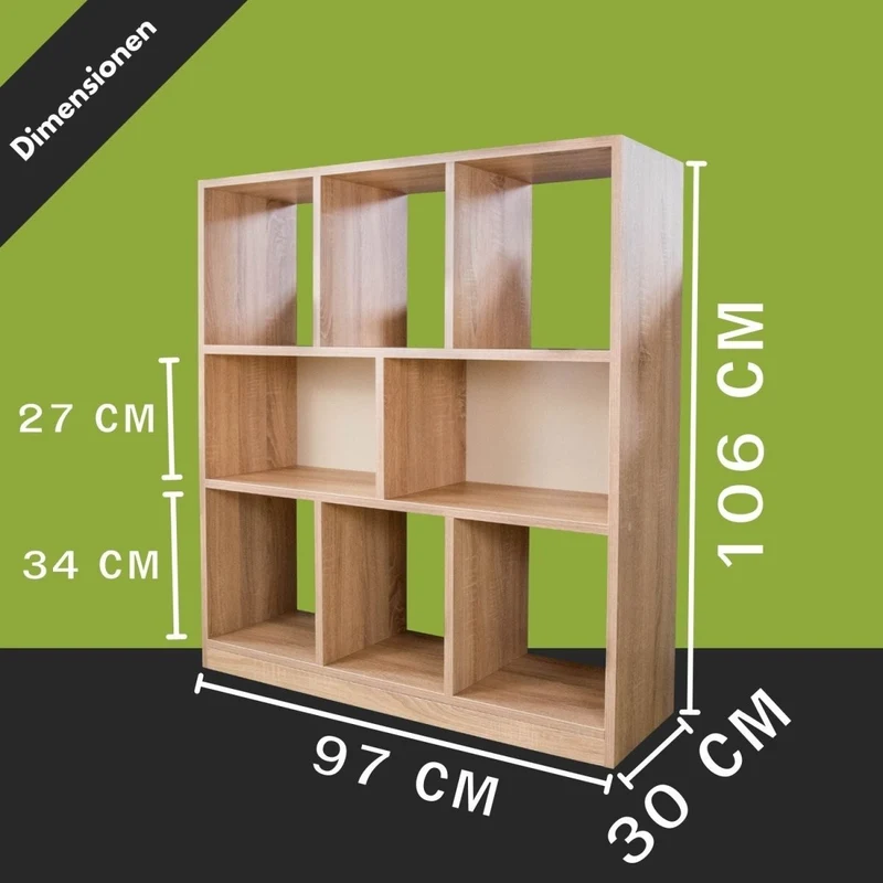 Coemo Raumteiler Split aus Holz 3 Etagenregal 8 Fächer