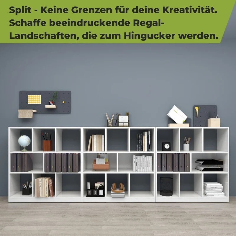 Coemo Raumteiler Split aus Holz 3 Etagenregal 8 Fächer