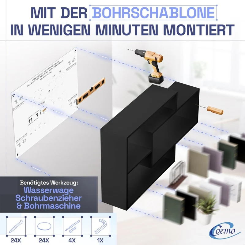 Wandregal Karo Schweberegal aus Holz