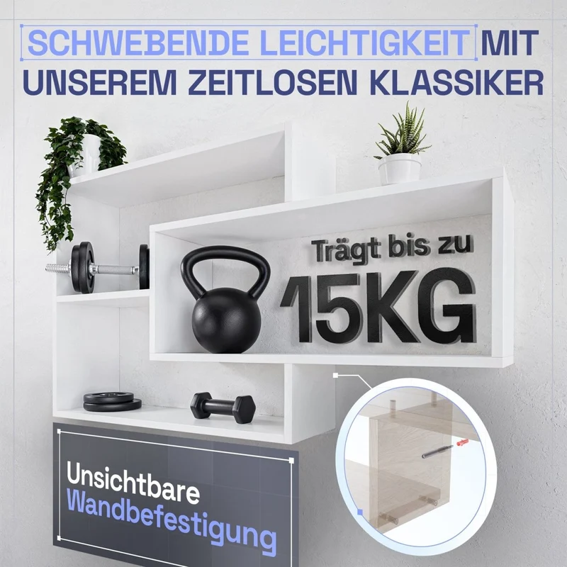 Wandregal Karo Schweberegal aus Holz