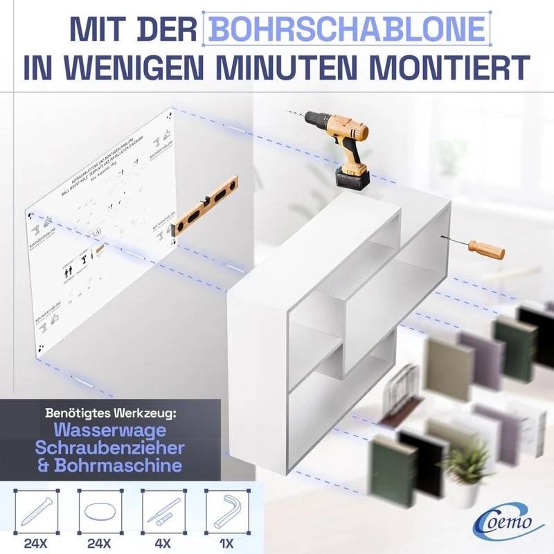 Wandregal Karo Schweberegal aus Holz