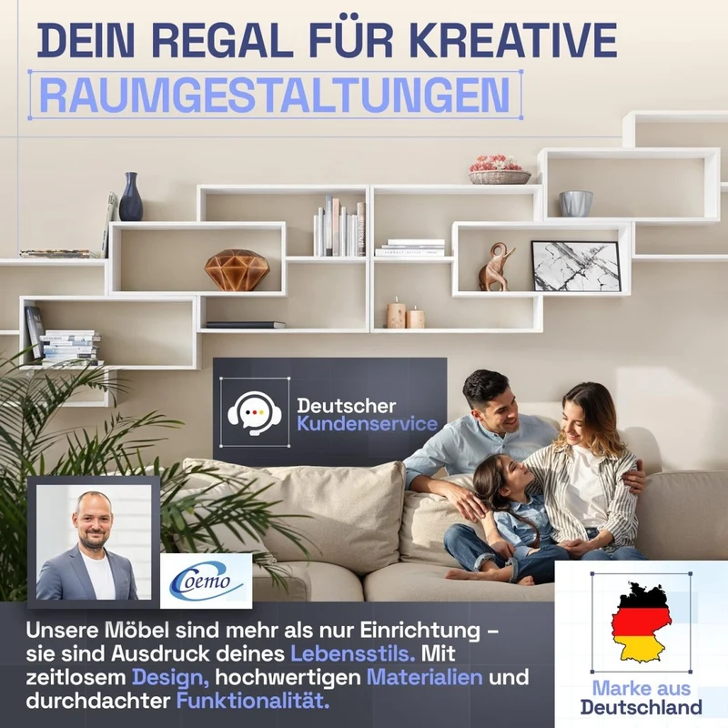 Wandregal Karo Schweberegal aus Holz