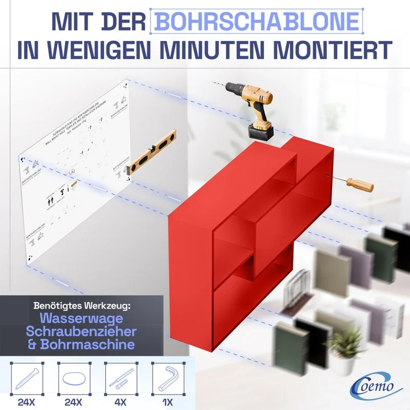 Wandregal Karo Schweberegal aus Holz